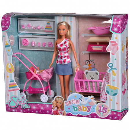 Set Simba Steffi Love New Born Baby Set papusa 29 cm, 1 bebelus si accesorii [7]