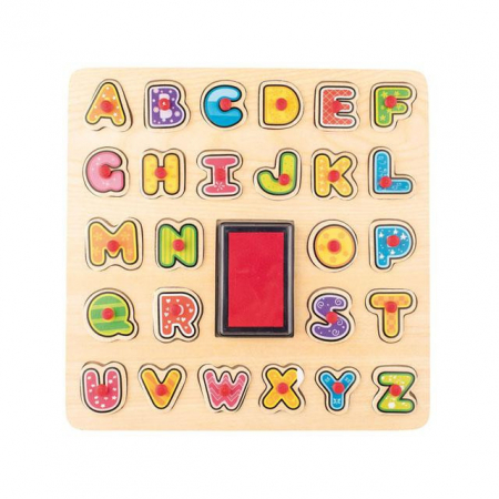 JOCURI SI PUZZLE  - Stampile din lemn cu litere Woodyland 26piese