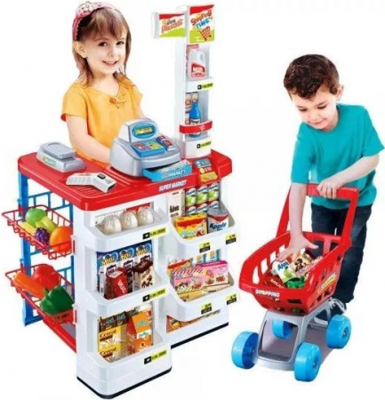 Jucarii de rol - Tejghea supermarket cu cos de cumparaturi si accesorii, MalPlay