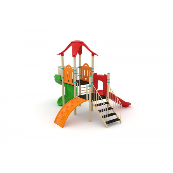 04M Clasic Echipament loc de joaca exterior parc din metal cu Scara 2 Tobogane si Cataratoare [2]