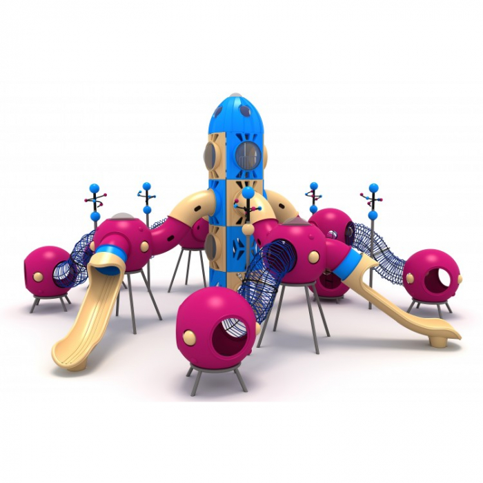 141M Cosmos Ansamblu Echipamente loc de joaca exterior parc din metal cu 3 Tobogane 4 Tunele și 10 Cățărătoare [2]