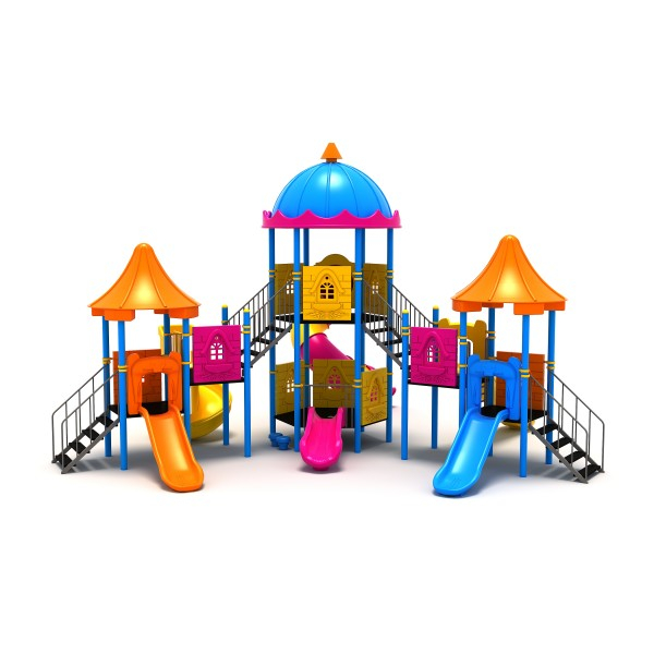 163M Clasic Ansamblu Echipamente loc de joaca exterior parc din metal cu 2 Scari 6 Tobogane si Cataratoare [2]