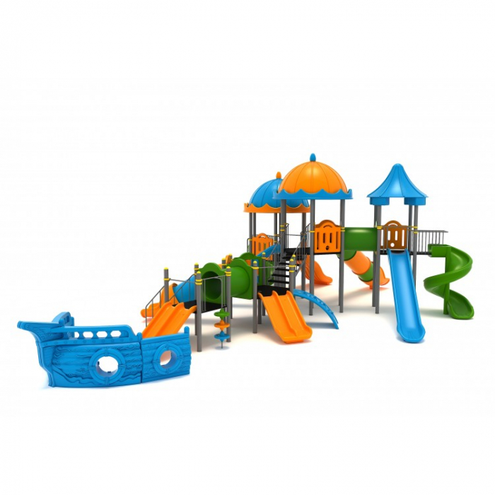 170M Vapor Ansamblu Echipamente loc de joaca exterior parc din metal cu Scara 9 Tobogane Activitati 2 Tunele și 3 Cățărătoare [2]