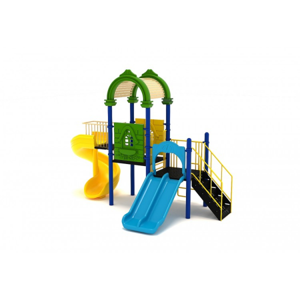 194M Clasic Echipament loc de joaca exterior parc din metal cu Scară 2 Tobogane  si Cataratoare [2]