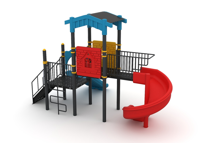 246M Clasic Echipament loc de joaca exterior parc din metal cu Scară 2 Tobogane  si Cataratoare [2]