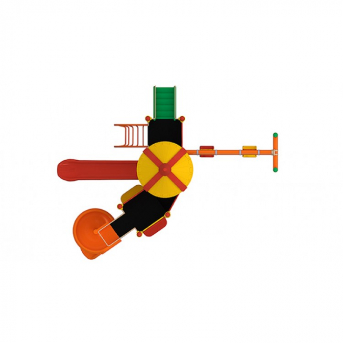 21M Clasic Echipament loc de joaca exterior parc din metal cu Scara 2 Tobogane 2 Leagane 2 Bancute si Cataratoare [3]