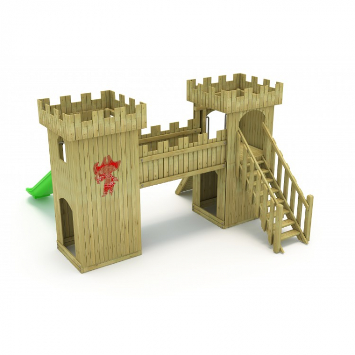 24A Castel Echipament loc de joaca exterior parc din lemn cu Scara Tobogan si Cataratoare [2]