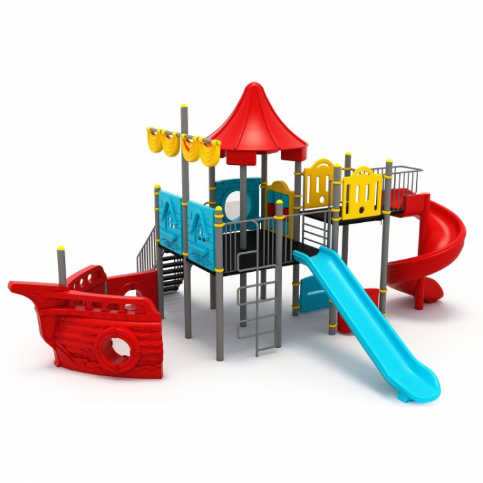 24M Vapor Ansamblu Echipamente loc de joaca exterior parc din metal cu Scara 2 Tobogane Cățărătoare Activitati si 2 Bancute [2]