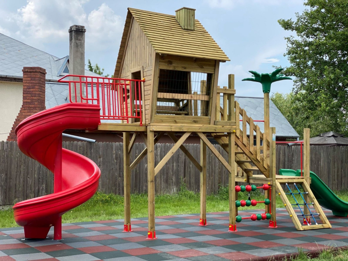 30A Casa Echipament loc de joaca exterior parc din lemn cu 2 Tobogane Numaratoare si 2 Cataratoare [6]