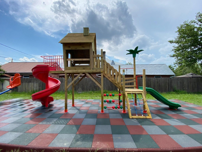 30A Casa Echipament loc de joaca exterior parc din lemn cu 2 Tobogane Numaratoare si 2 Cataratoare [5]