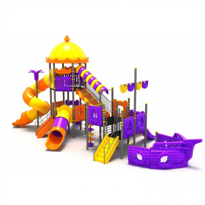 31M Vapor Ansamblu Echipamente loc de joaca exterior parc din metal cu 2 Scari 5 Tobogane și 2 Cățărătoare [2]
