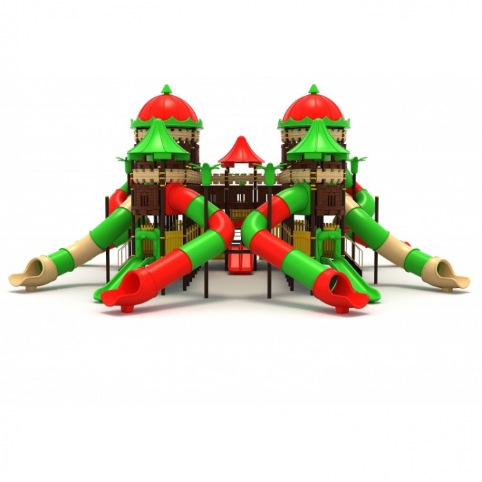 38M Castel Ansamblu Echipamente loc de joaca exterior parc din metal cu 2 Scari 9 Tobogane și 2 Cățărătoare [2]