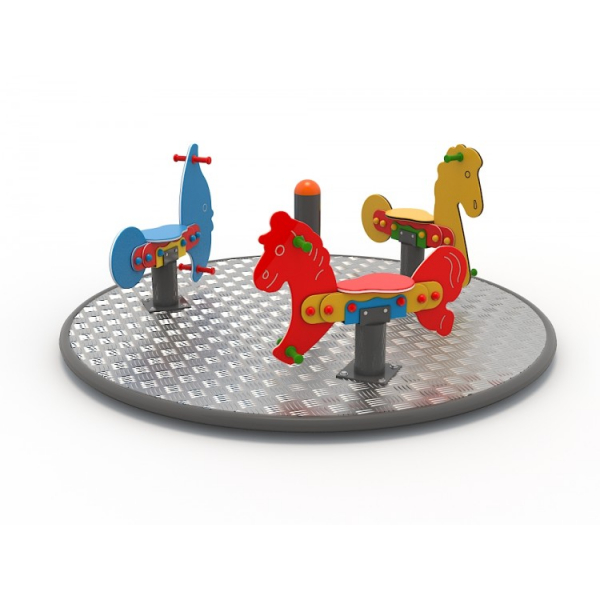 Carusel rotativ cu figurine caluti pentru copii mici - 56OE [4]