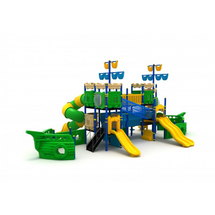 65M Vapor Ansamblu Echipamente loc de joaca exterior parc din metal cu Scara 4 Tobogane Bancuta și 2 Cățărătoare [2]