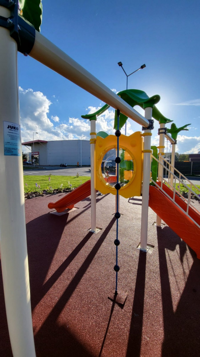 90M Clasic Echipament loc de joaca exterior parc din metal cu Scară Tobogan Cățărătoare și Leagăn [6]