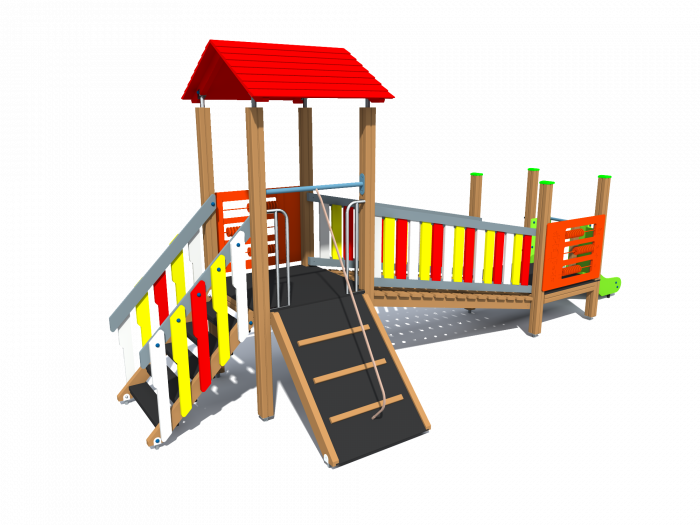 BRL2001 Clasic Echipament loc de joaca exterior parc din lemn cu Scara Cataratoare Pod si Tobogan [2]