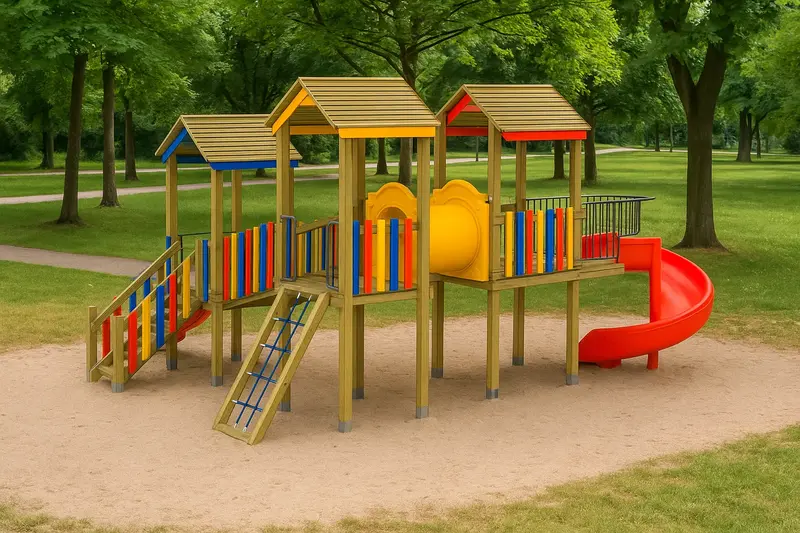 Complex loc de joaca din lemn pentru copii - 04A [4]