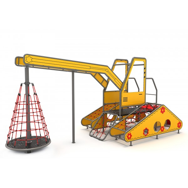 O1YN Seria HDPE Echipament loc de joaca Excavator cu Tobogan si Cățărătoare [2]