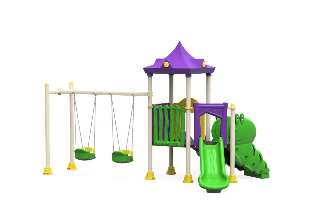 PT-11 ECO Echipament loc de joaca exterior parc din metal cu Scara, 2 Leagane si 2 Tobogane [2]