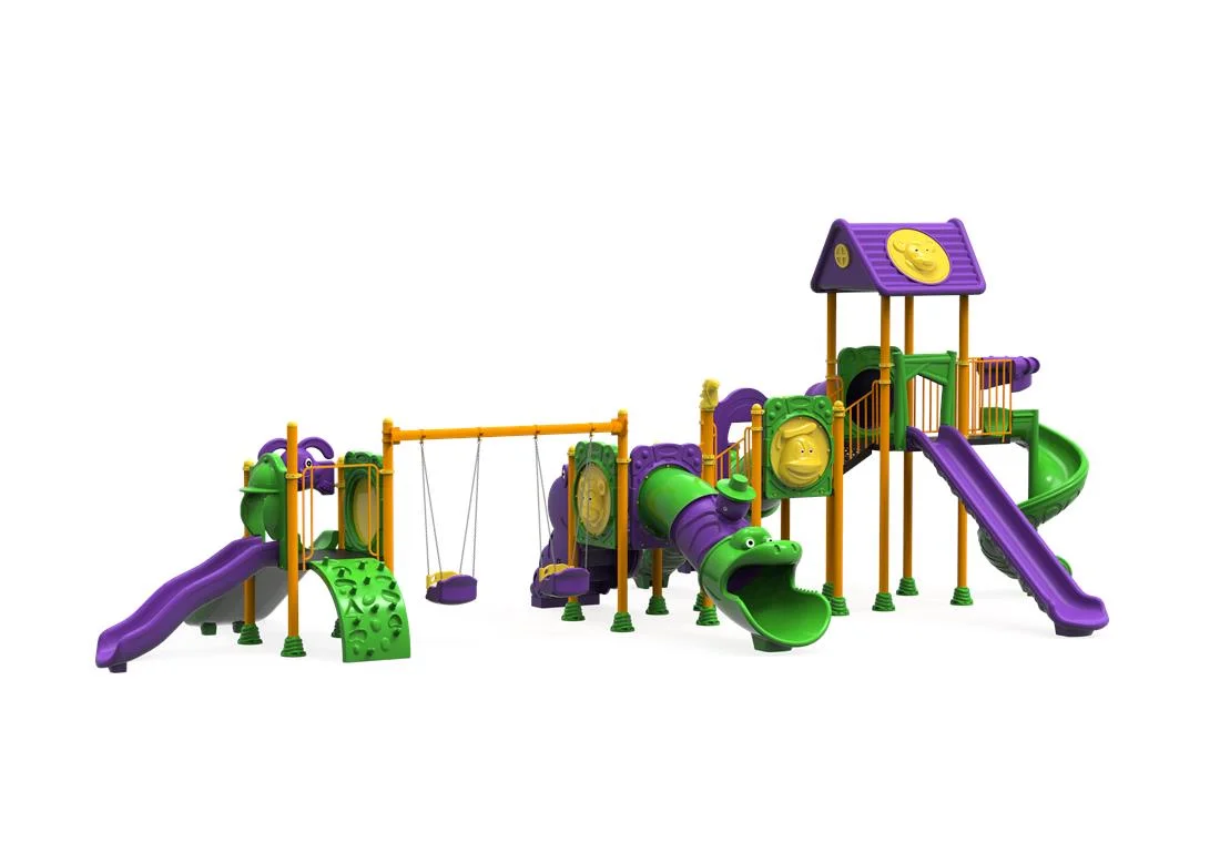 PT-112 ECO Echipament loc de joaca exterior parc din metal cu Scara, 2 Leagane, Cataratoare si 8 Tobogane [2]
