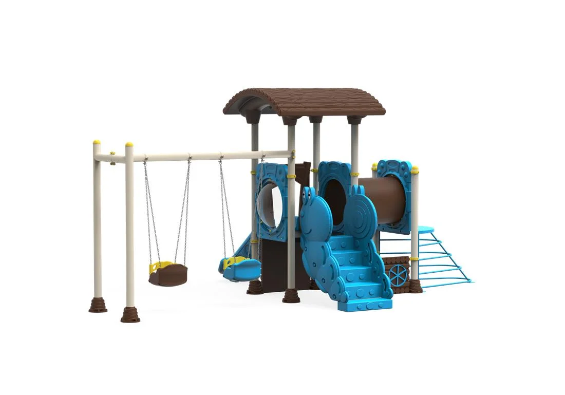 PT-121 ECO Echipament loc de joaca exterior parc din metal cu Scara, Cataratoare, Tunel, 2 Leagane si Tobogan [2]