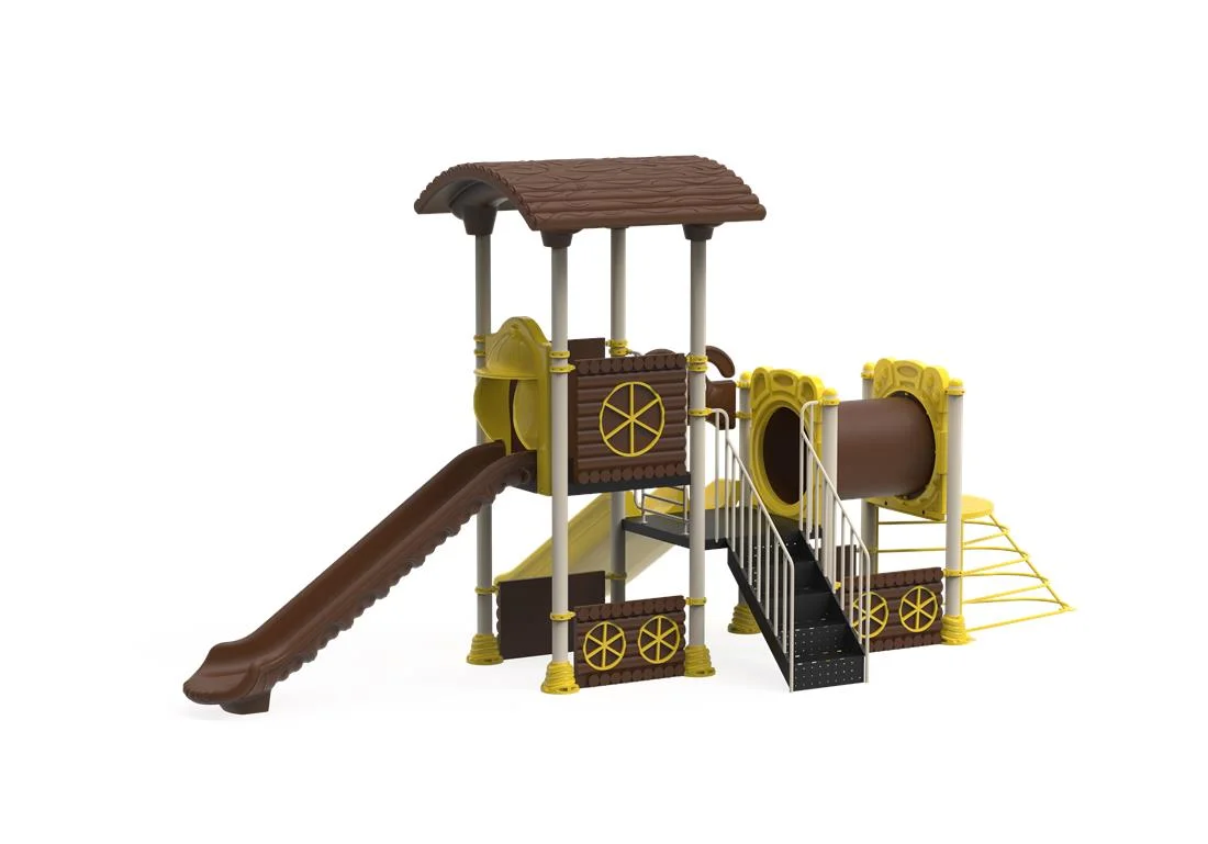 PT-122 ECO Echipament loc de joaca exterior parc din metal cu Scara, Cataratoare, Tunel si 3 Tobogane [2]