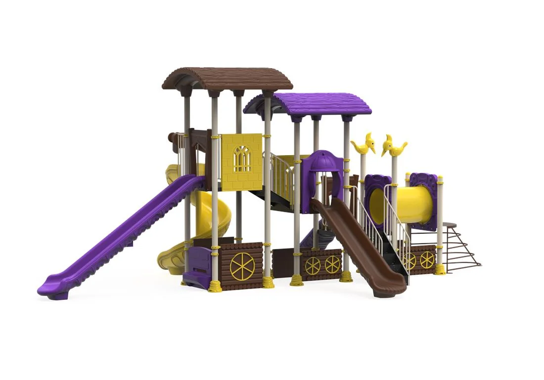 PT-124 ECO Echipament loc de joaca exterior parc din metal cu Scara, Cataratoare, Tunel si 4 Tobogane [2]