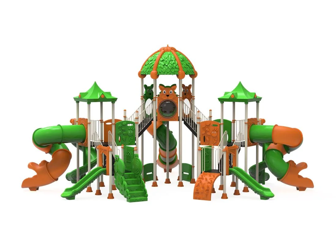 PT-136 ECO Echipament loc de joaca exterior parc din metal cu Scara, Cataratoare, 2 Bancute si 7 Tobogane [2]