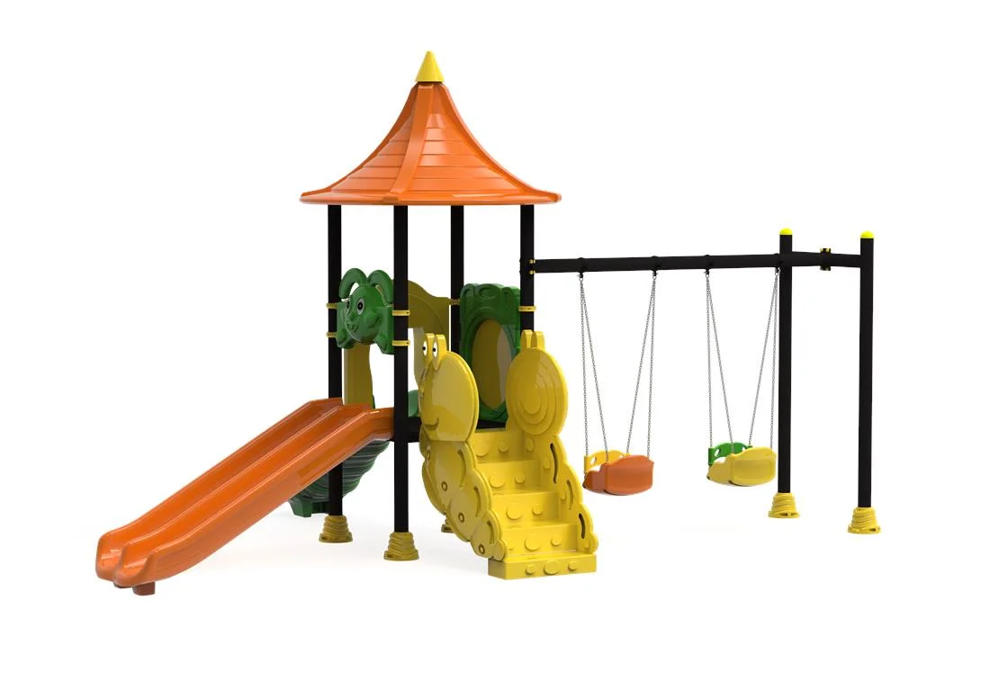 PT-15 ECO Echipament loc de joaca exterior parc din metal cu Scara, 2 Leagane si 3 Tobogane [2]
