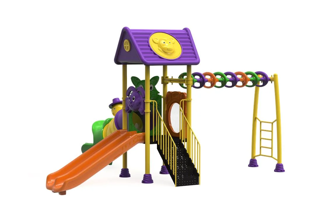PT-16 ECO Echipament loc de joaca exterior parc din metal cu Scara, Cataratoare si 3 Tobogane [2]