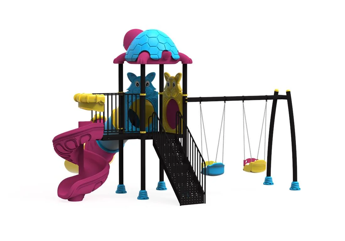 PT-37 ECO Echipament loc de joaca exterior parc din metal cu Scara, 2 Leagane si 2 Tobogane [2]