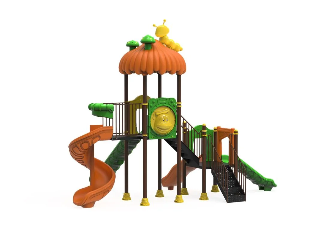 PT-87 ECO Echipament loc de joaca exterior parc din metal cu Scara si 4 Tobogane [2]