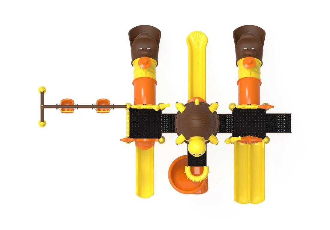 PT-95 ECO Echipament loc de joaca exterior parc din metal cu Scara, 2 Leagane si 7 Tobogane [3]