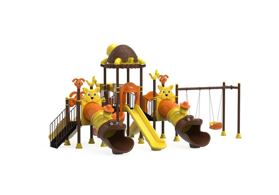 PT-95 ECO Echipament loc de joaca exterior parc din metal cu Scara, 2 Leagane si 7 Tobogane [2]
