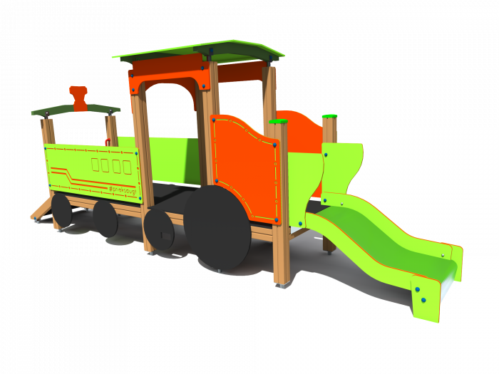 Loc de joaca de exterior cu rampa si tobogan in forma de tren - V1 [2]