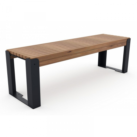 Banci stradale / parc - Banca moderna pentru exterior cu structura metalica si sezut din lemn - 10B