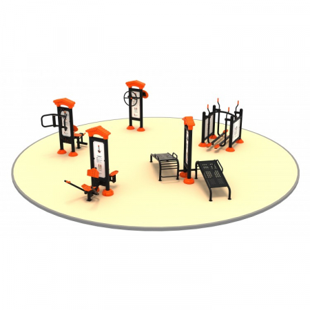 Echipamente sport EXTERIOR - 10FT Set de fitness pentru exterior cu panou 5 Aparate