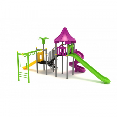 Echipamente locuri de joaca de EXTERIOR - 10M Clasic Echipament loc de joaca exterior parc din metal cu Scara 3 Tobogane si Cataratoare