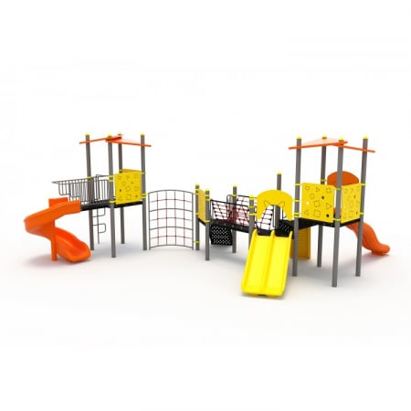 12M Clasic Echipament loc de joaca exterior parc din metal cu 2 Scari 3 Tobogane si 2 Cataratoare [1]
