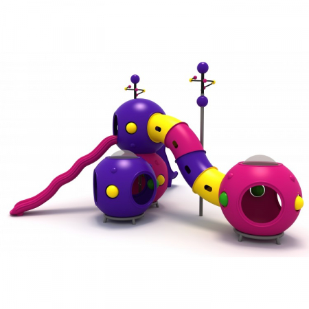 Echipamente locuri de joaca de EXTERIOR - 143M Cosmos Echipament loc de joaca exterior parc din metal cu 3 Tobogane și Cățărătoare