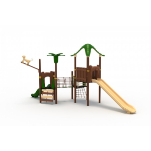 161M Padure Echipamente loc de joaca exterior parc din metal cu 2 Tobogane Tunel și 2 Cățărătoare [1]