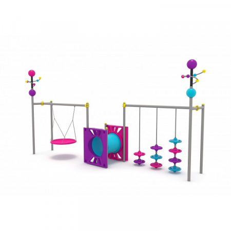Echipamente locuri de joaca de EXTERIOR - 177M Cosmos Echipamente loc de joaca exterior parc din metal cu Leagan Tunel și Cățărătoare