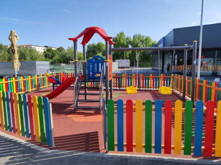 17M Clasic Echipament loc de joaca exterior parc din metal cu Scara Tobogan si 2 Leagane [5]