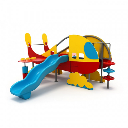 Echipamente locuri de joaca de EXTERIOR - 20YN Seria HDPE Echipament loc de joaca Avion cu 2 Tobogane si Cățărătoare