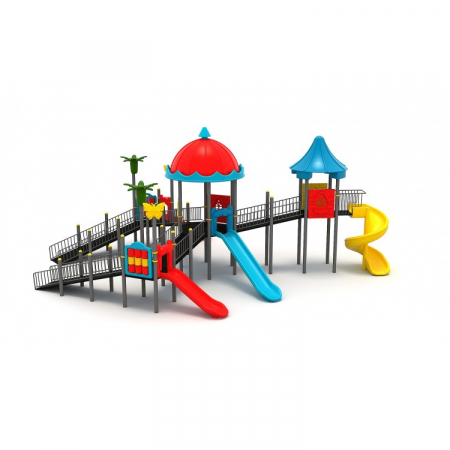 Echipamente locuri de joaca de EXTERIOR - Complex de joaca cu tobogane pentru copii cu dizabilitati - 22EG