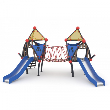 Echipamente locuri de joaca de EXTERIOR - Ansamblu de casute si tobogane pentru locul de joaca - 242M