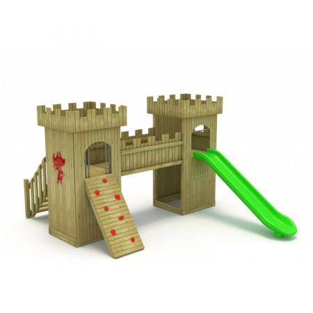 24A Castel Echipament loc de joaca exterior parc din lemn cu Scara Tobogan si Cataratoare [0]