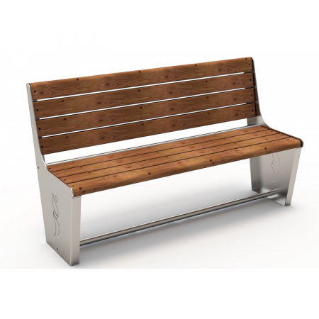 Mobilier Urban - Banca pentru parc din inox cu lemn si design minimalist - 25B