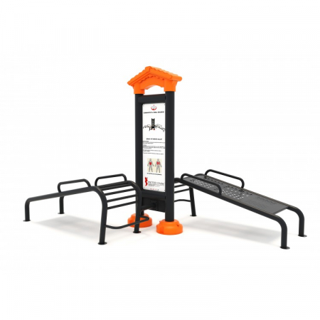 Seturi aparate de fitness exterior - Echipament fitness exterior multifunctional cu panou informativ 28FT