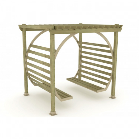 Mobilier Urban - Masa picnic acoperita cu doua bancute si structura din lemn - 32PM